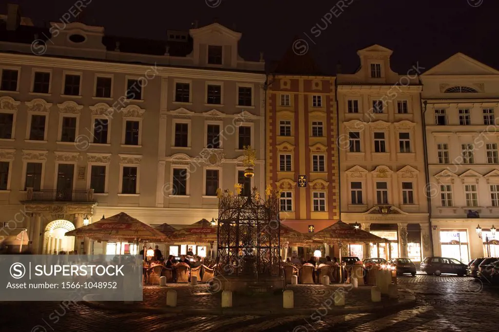 Outdoor Cafes Lions Well Small Square Male Namesti Old Town Prague Czech Republic