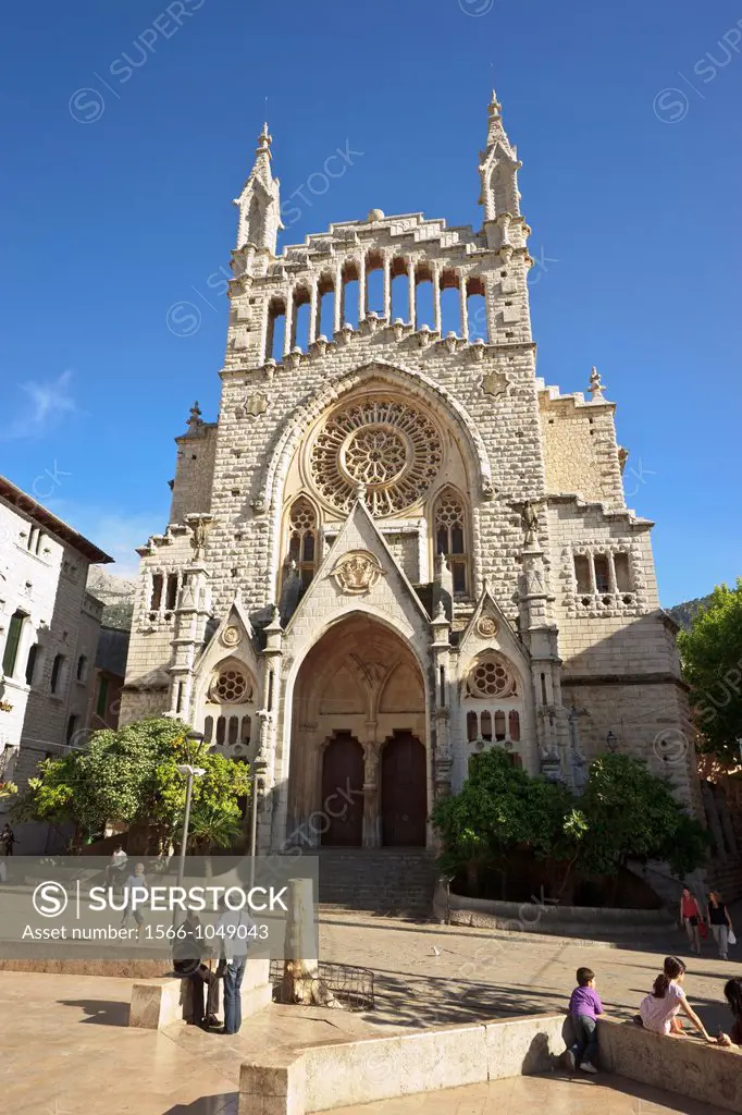 Parish Church of San Bartolome, XII century original, reconstructions of the seventeenth and twentieth century Constitució Plaza Soller Majorca Spain ...