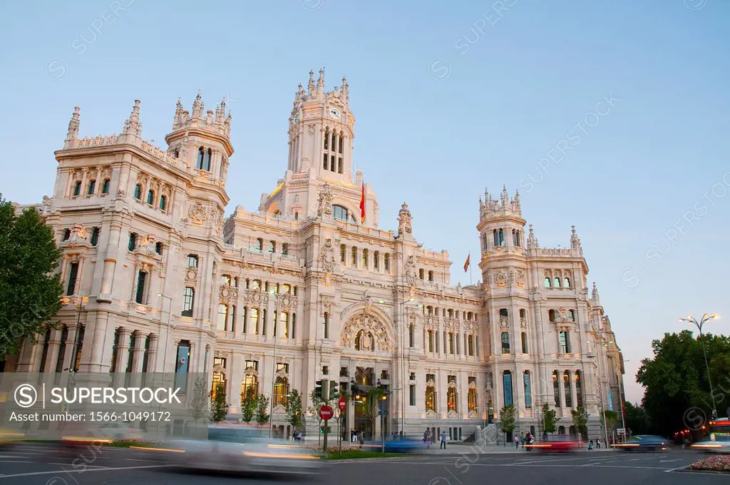 Cibeles Palace at dusk  Madrid, Spain 