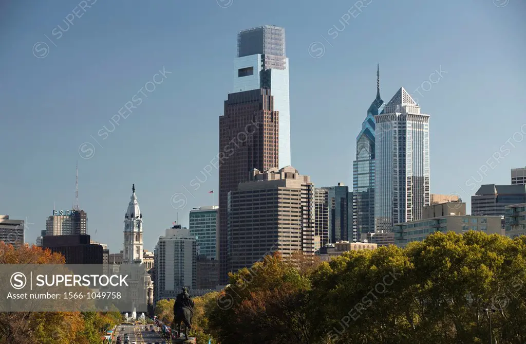 Ben Franklin Parkway Downtown Skyline Philadelphia Pennsylvania USA