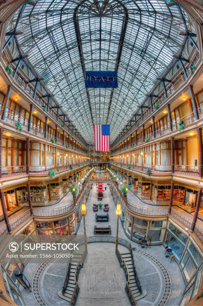 The Arcade in Cleveland, Ohio, a landmark shopping and mercantile center dating from 1890, was one of the first indoor shopping centers in America. Th...