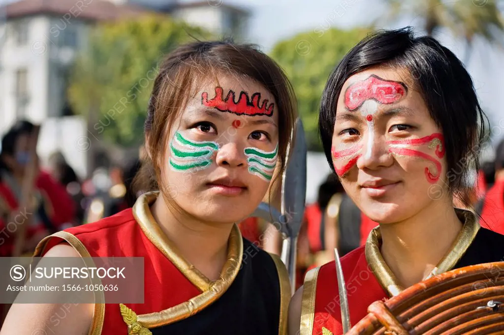 young women folk dancers at Taiwan festival