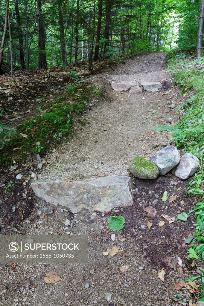 Franconia Notch State Park - Low impact trail work alongthe Mount Pemigewasset Trail in the White Mountains, New Hampahire USA