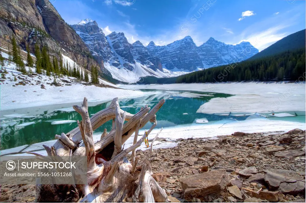Moraine Lake/ Valley of Ten Peaks, Banff National Park, in the Spring time, Canada