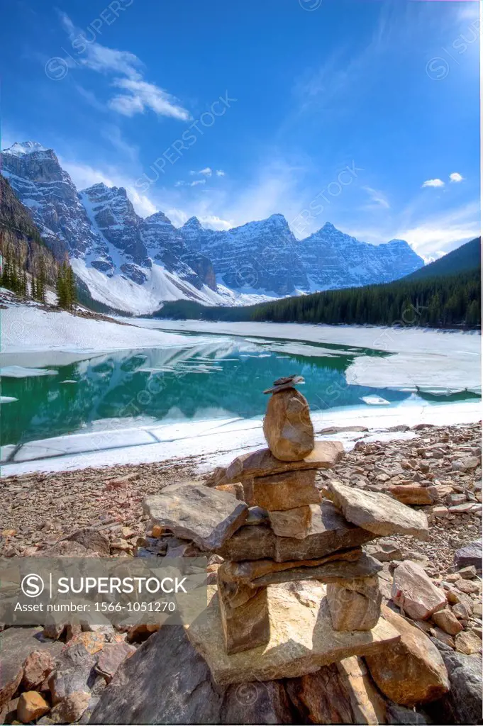 Moraine Lake/ Valley of Ten Peaks, Banff National Park, in the Spring time, Canada