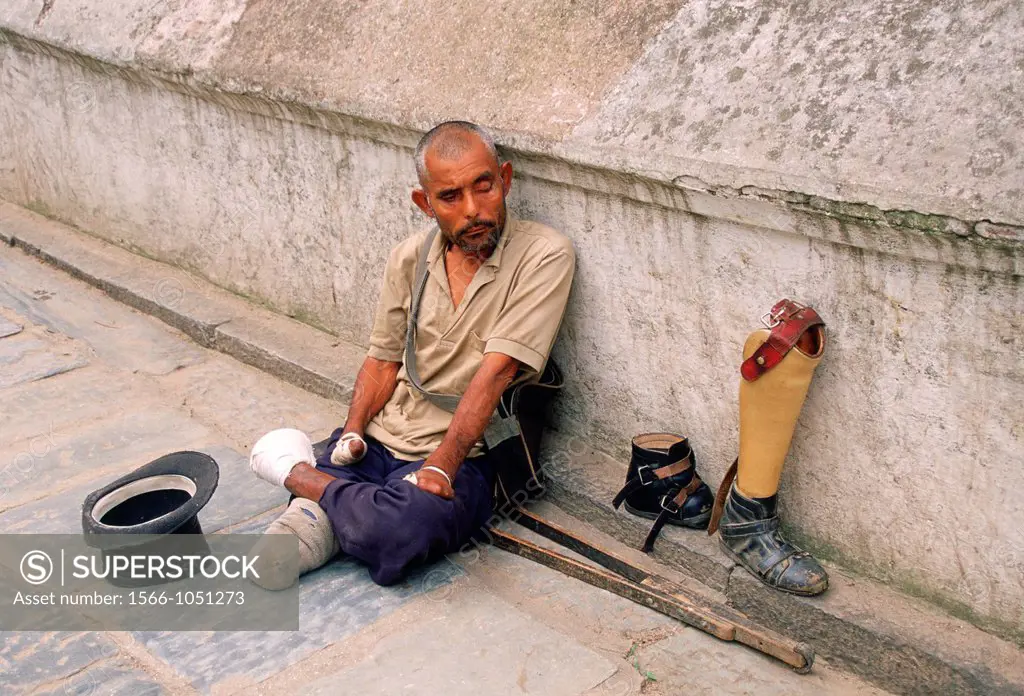 Leper begging. Pashupatinath, Nepal.