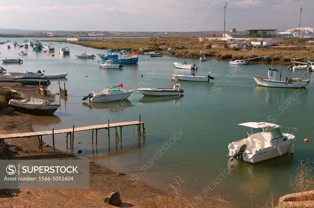 Canela neighborhood, Boats in the Estero de Plata, Ayamonte, Huelva-province, Spain
