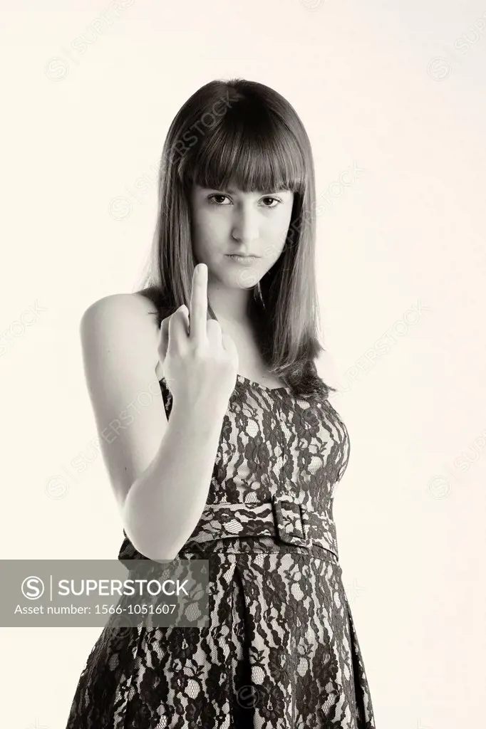 Girl lifting the ring finger