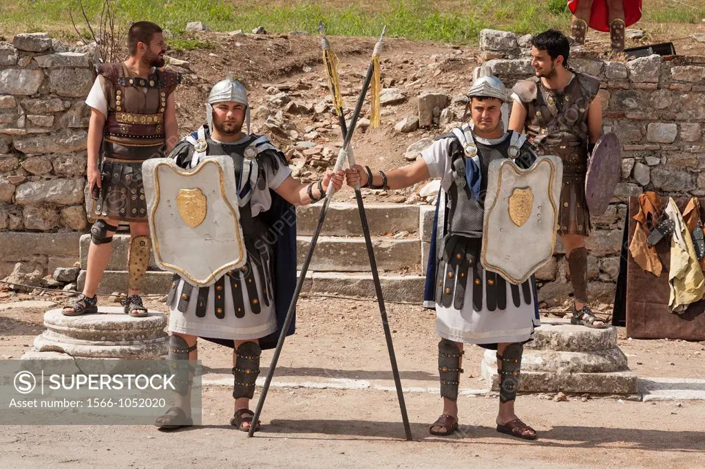 Actors reenacting a Roman scene at Ephesus, Ephesus, Turkey