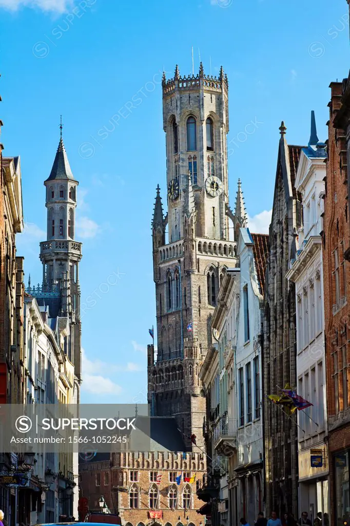 Belfort, Belfry, Markt Place - Market Square, Brugge, Bruges, Flanders, Belgium.