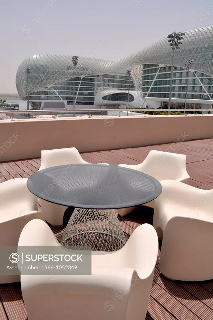 Abu Dhabi, United Arab Emirates: the Viceroy Hotel, at Yas Island, seen from the Yas Marina  