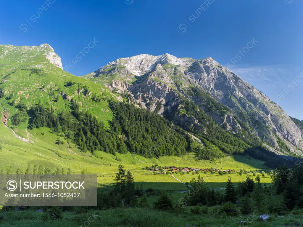 Eng Valley, Karwendel mountain range, Austria  The alp village Eng  In spite of the booming tourism Eng village is still a traditional, diary producin...