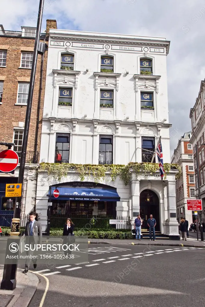 Gieves and Hawkes, gentlemans tailor  Savile Row Street  London  England  United Kingdom  UK  Europe.