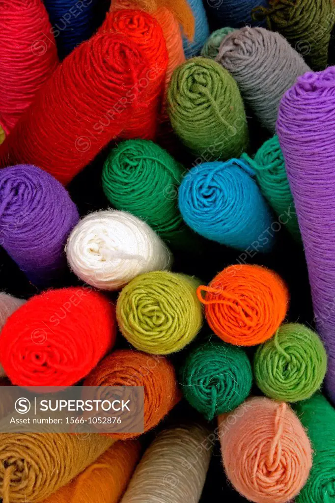skeins of colored wool