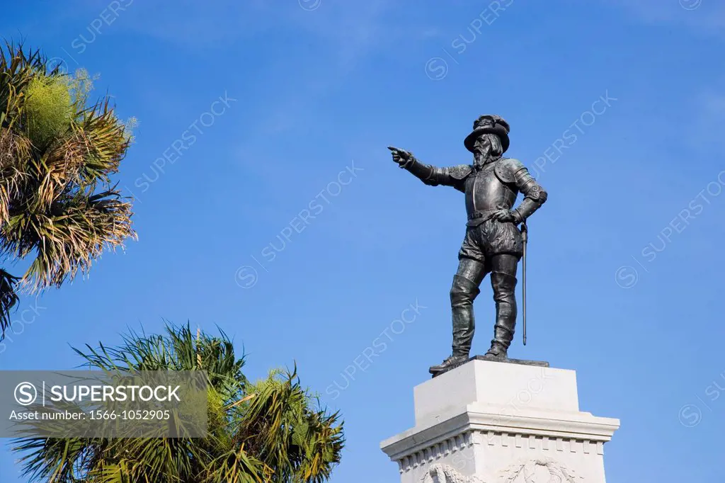 Ponce de Leon statue, St  Augustine, Florida, USA