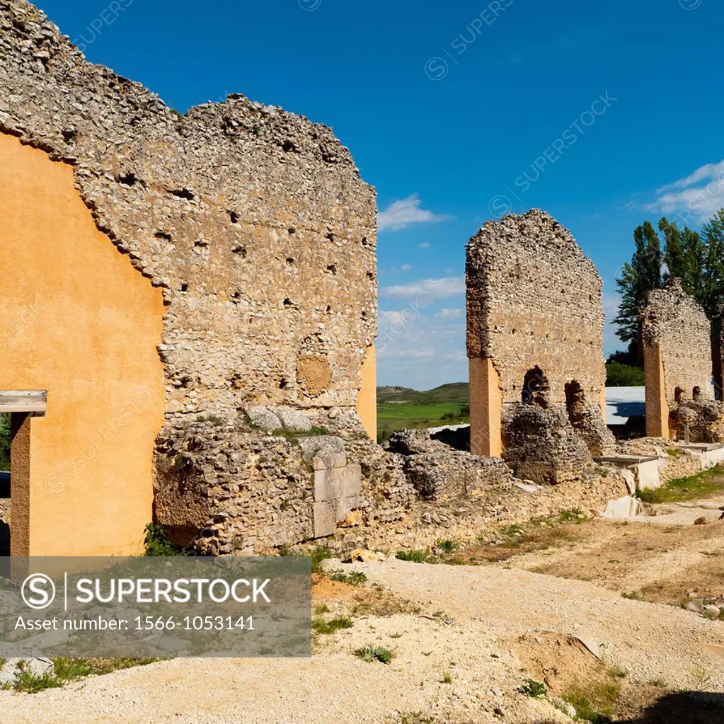 Scenario, archaeological site of Clunia Sulpicia, Burgos, Castilla y Leon, Spain, Europe
