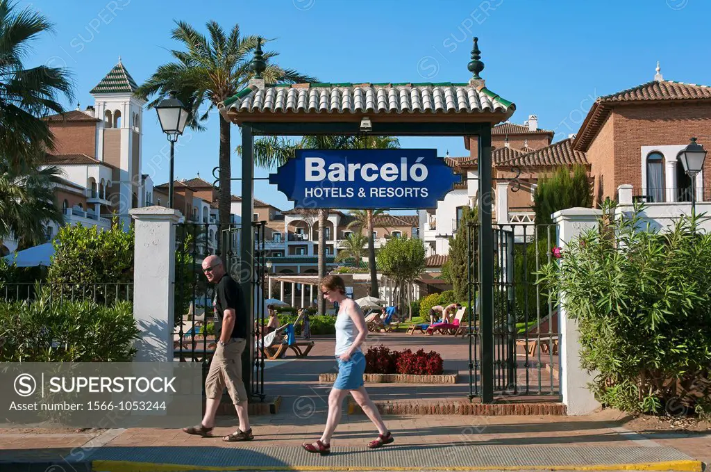 Hotel and tourists, Isla Canela, Ayamonte, Huelva-province, Spain