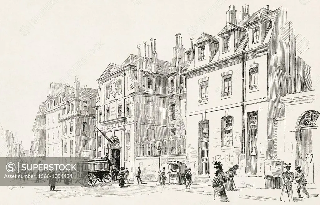 Exterior facade of the Prison Saint-Lazare, rue du Faubourg-Saint-Denis, Paris, France in the late 19th century  From L´Illustration published 1897