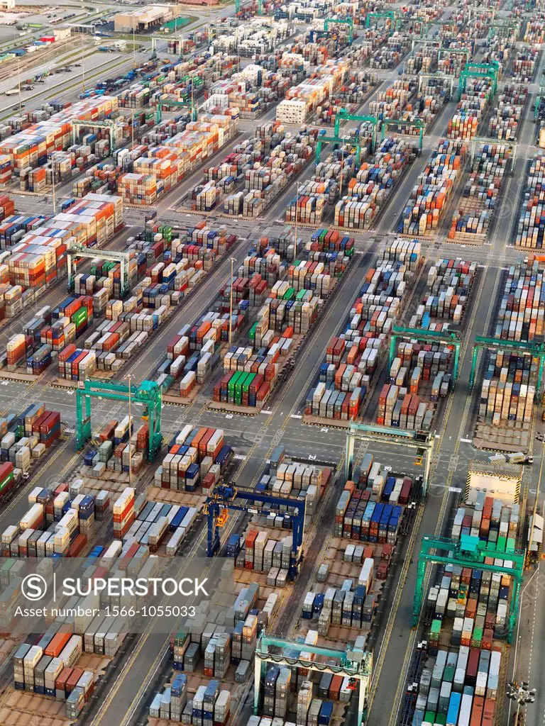 Cargo Containers and freighters at Port of Singapore Authority