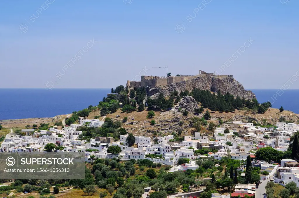 Acropolis topped village of Lindos, Rhodes, Greece