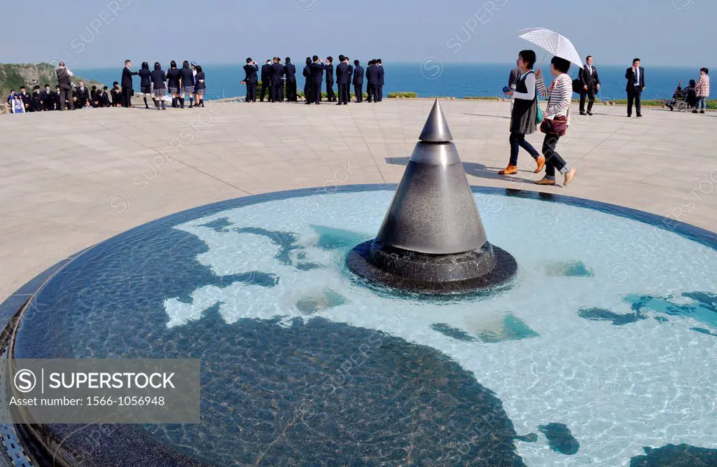 Okinawa, Japan: monument at the Peace Memorial, to remember the many Japanese people that committed suicide during the American invasion Okinawas Bat...