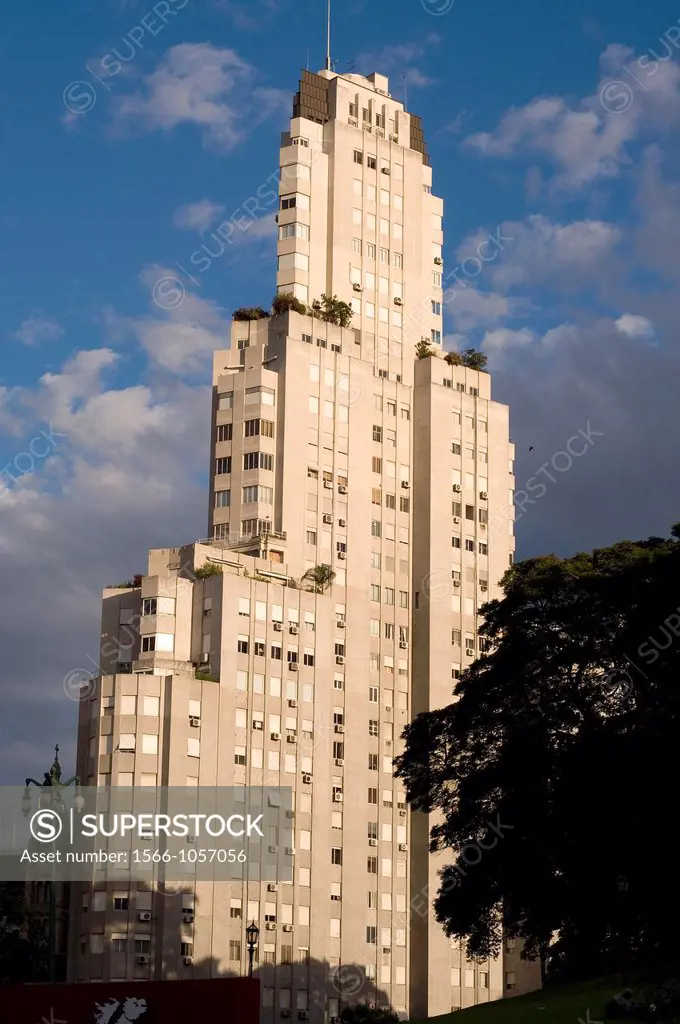 Kavanagh Building, Art Deco skyscraper in Retiro district, seen from the San Martín square, Buenos Aires city, Argentina , South America