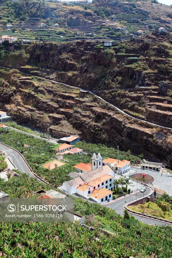 view from above at the church of Tabua, Madeira, Portugal, Europe