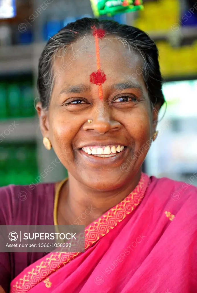 Portrait of smiling woman in South India,India,Asia