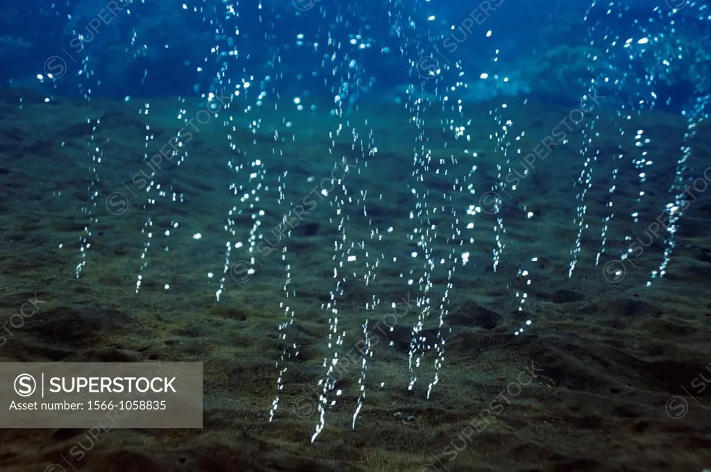 Deep sea vents  Volcanic gases bubbling up from small vents on the ocean floor  These bubbles contain gases and steam that have been geothermically he...