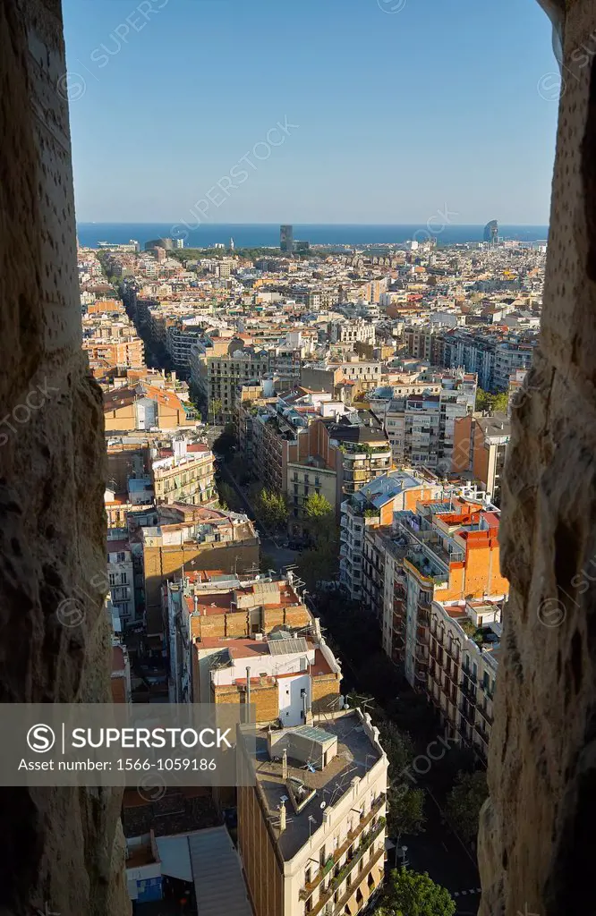 View of Barcelona from the towers of the Sagrada Familia.
