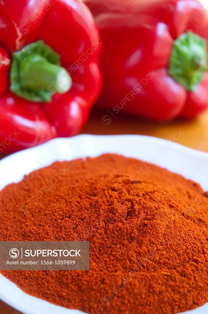 Paprika and red peppers. La Vera, Caceres province, Extremadura, Spain.