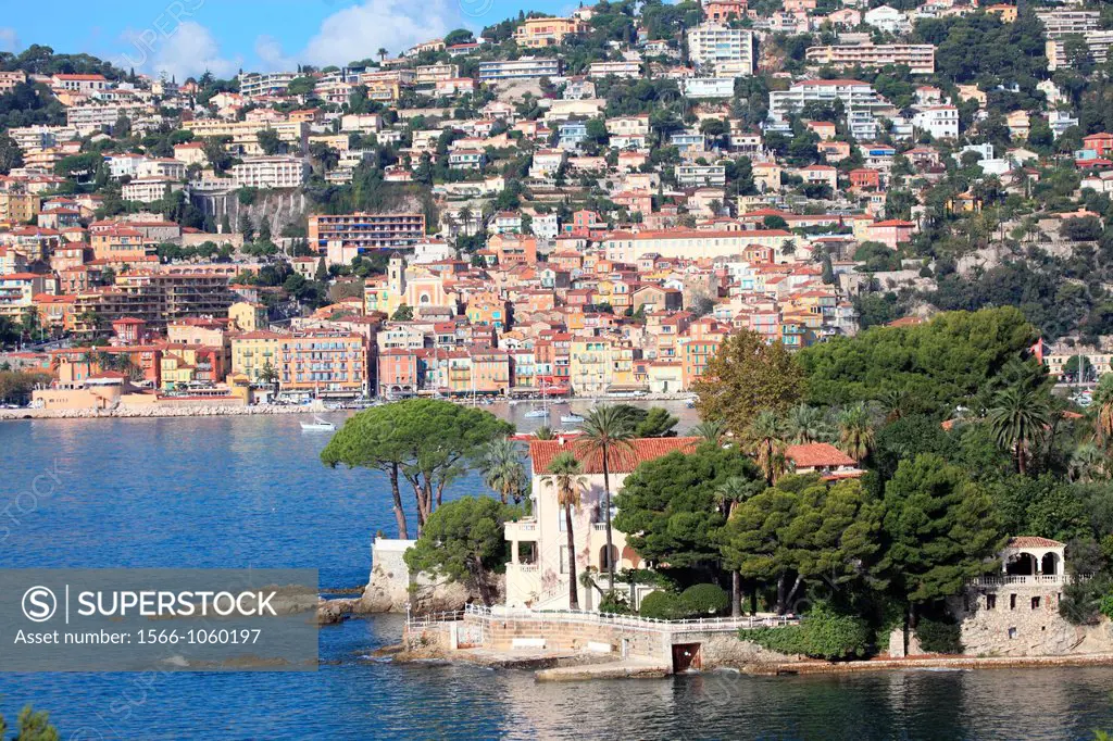 The Cap Ferrat and Villefranche-sur-Mer in the background, Alpes-Maritimes, French riviera, Provence-Alpes-Côte d´Azur, France