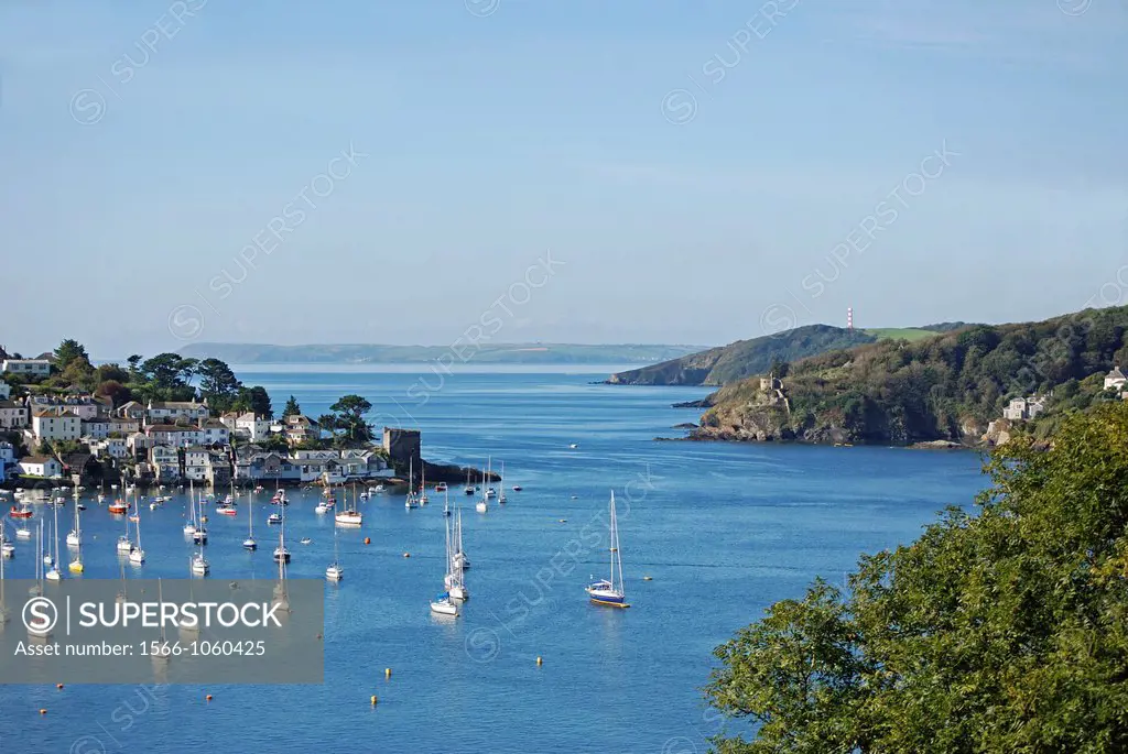 the charming village of polruan on the mouth of the fowey estuary in cornwall, england, uk