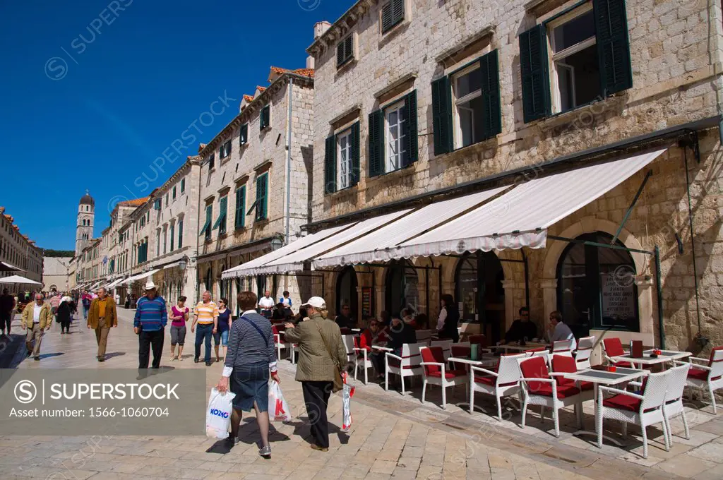 Stradun main street Grad the old town Dubrovnik city Dalmatia Croatia Europe