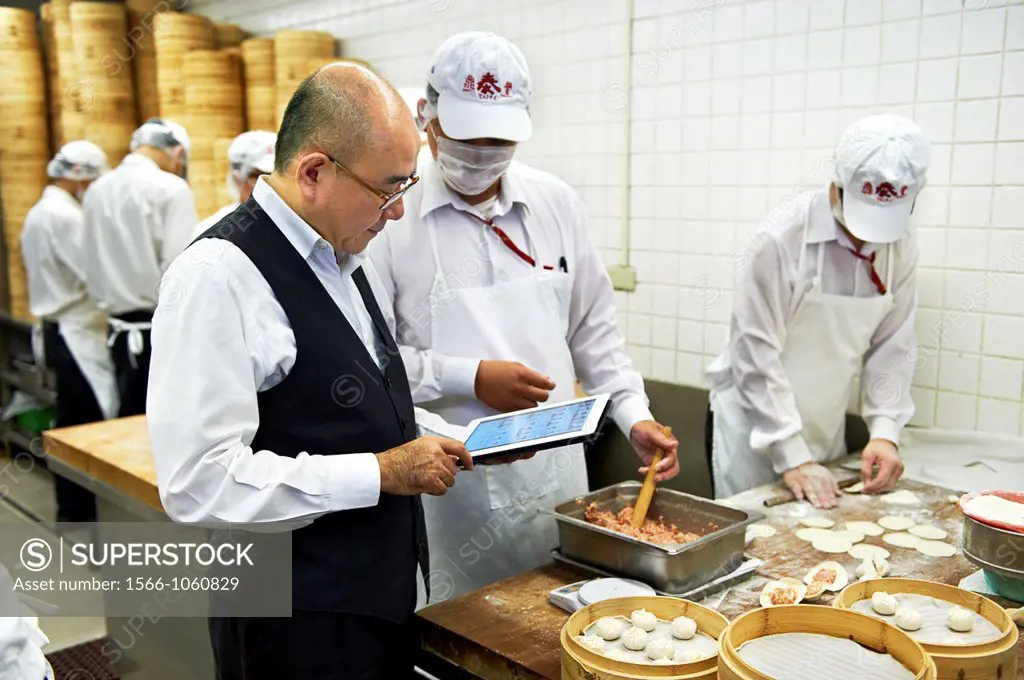 Owner Warren Yang in the kitchen of the world famous Din Tai Fung Restaurant in Taipei, Taiwan
