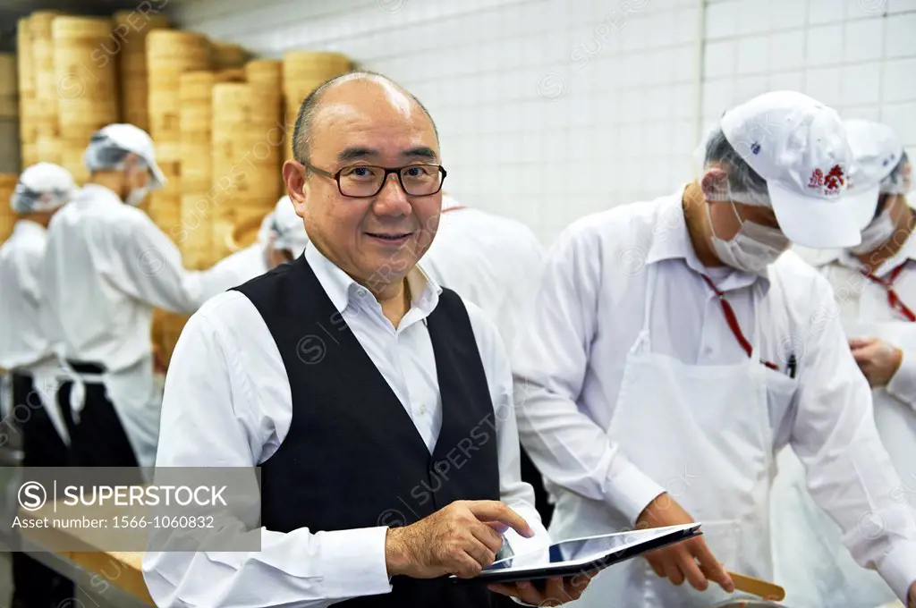 Owner Warren Yang in the kitchen of the world famous Din Tai Fung Restaurant in Taipei, Taiwan