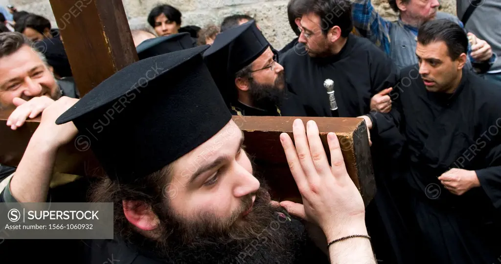 The Good Friday procession in the old city of Jerusalem