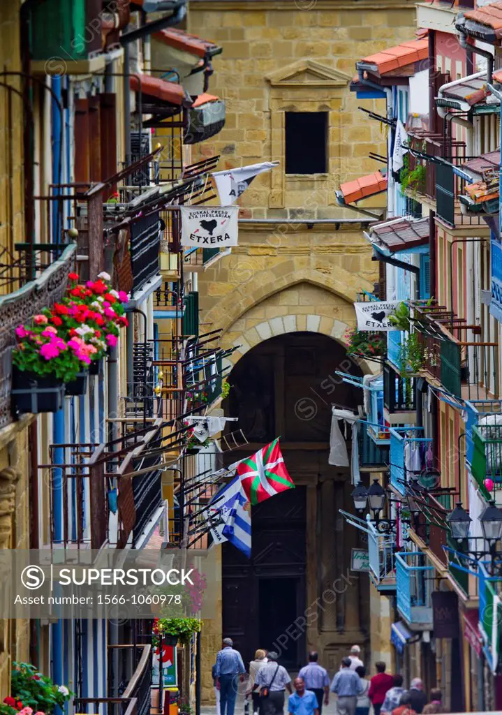 Main Street  Getaria, Gipuzkoa, Basque Country, Spain