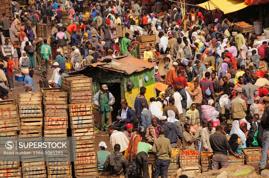 Fruits market by the Piazza area, at Addis Ababa, Ethiopia