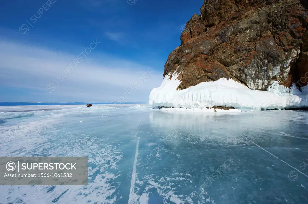 Russia, Siberia, Irkutsk oblast, Baikal lake, Maloe More little sea, frozen lake during winter, Olkhon island
