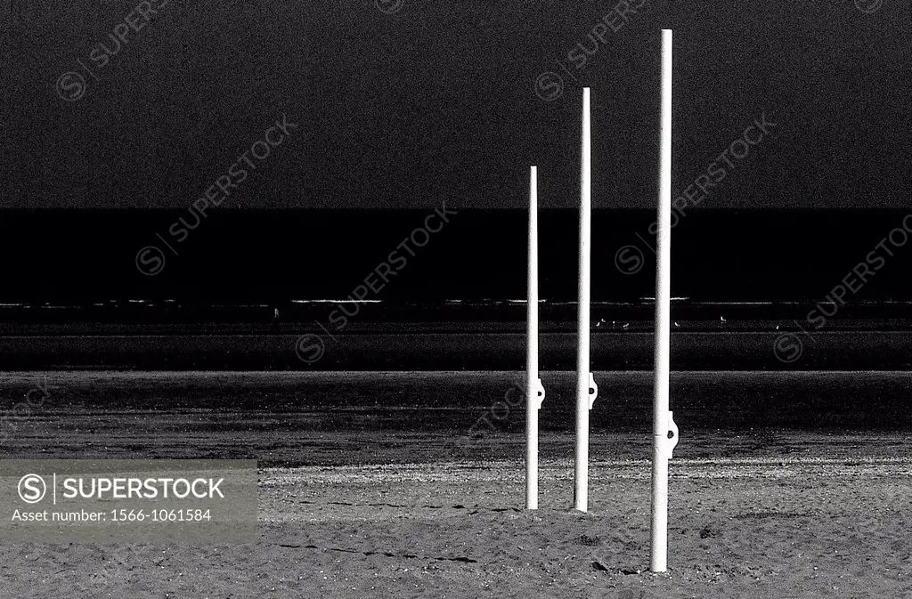 Deauville, Normandy, France, on the beach, black and white vision