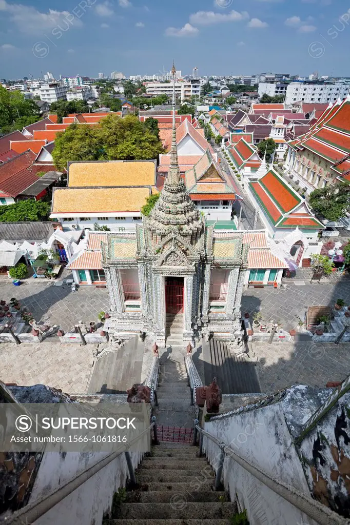 Views of Bangkok Yai from Wat Arun Rajwararam Temple of the Dawn, Thonburi, Bangkok, Thailand