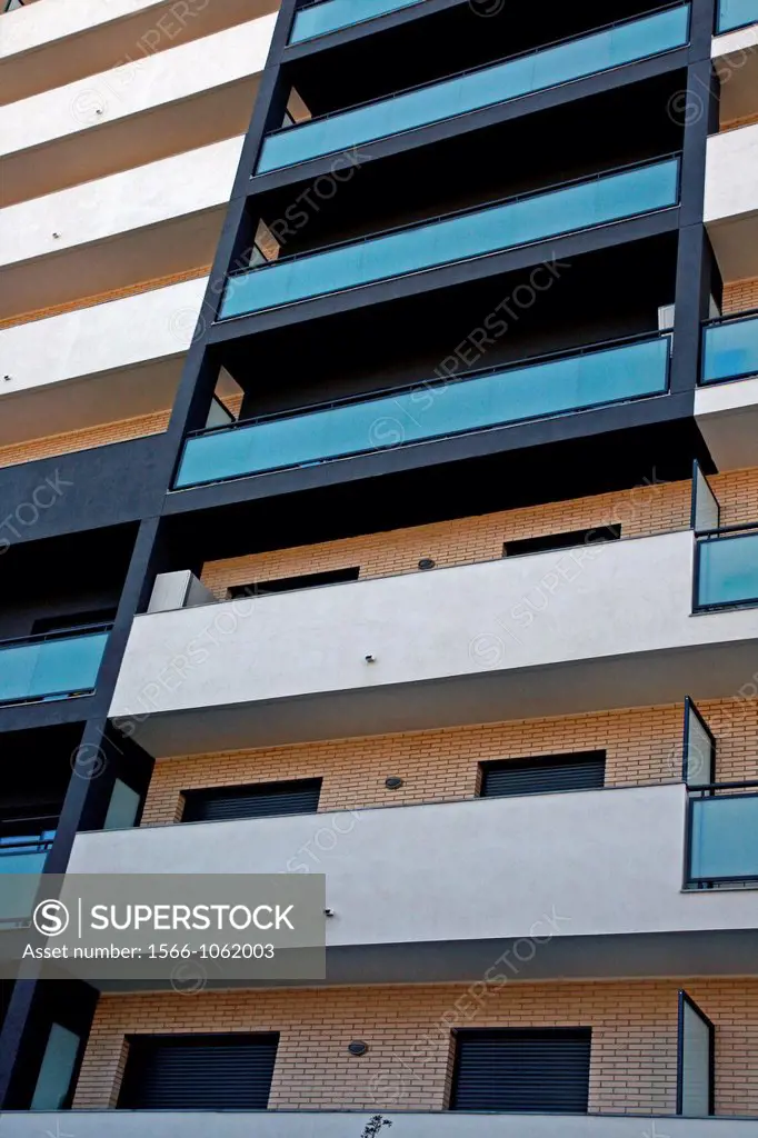 balconies, residential building, Tarragona, Catalonia, Spain