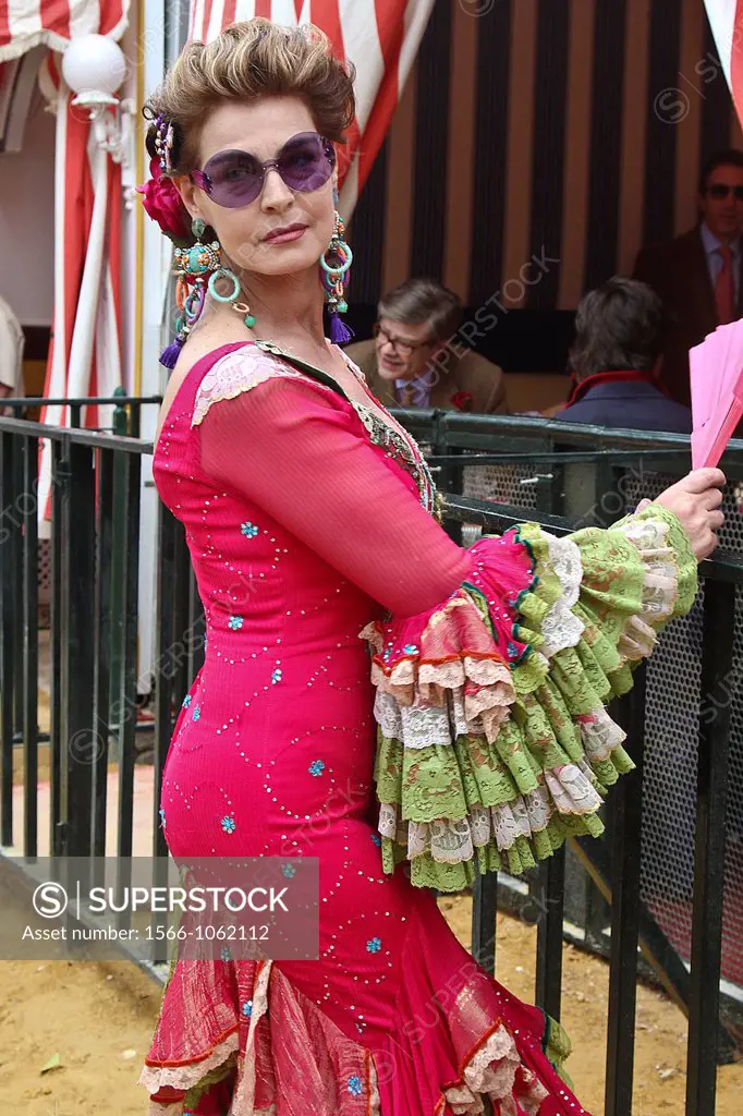 Feria de Abril Sevilla, Andalucia, Antonia Dell Ate wearing a tradicional costume