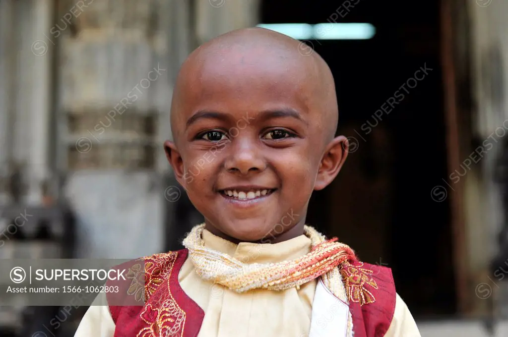 Portrait of a kid smiling in South India,India,Asia