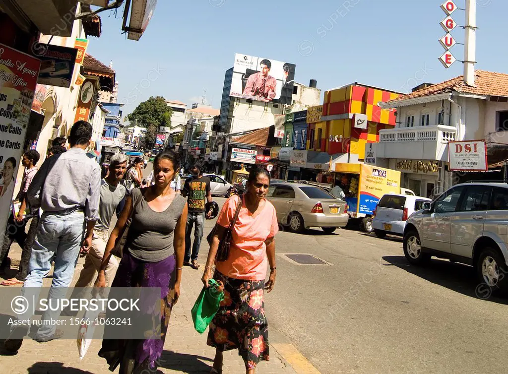 Busy shopping street in Kandy, Sri Lanka
