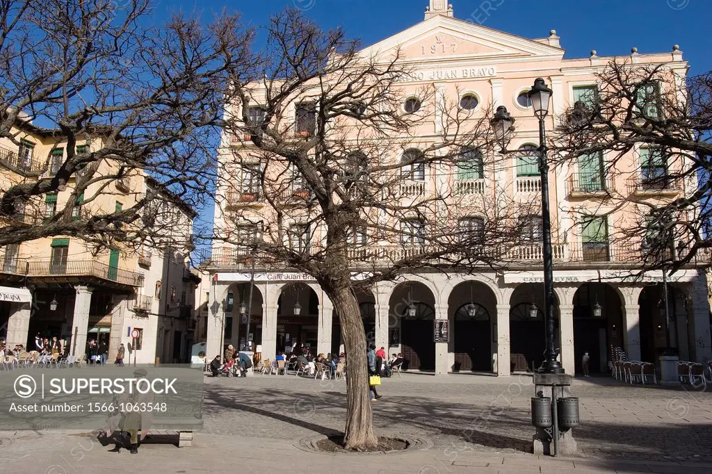 Plaza Mayor and Juan Bravo Theatre, Segovia, Castile and Leon, Spain, Europe