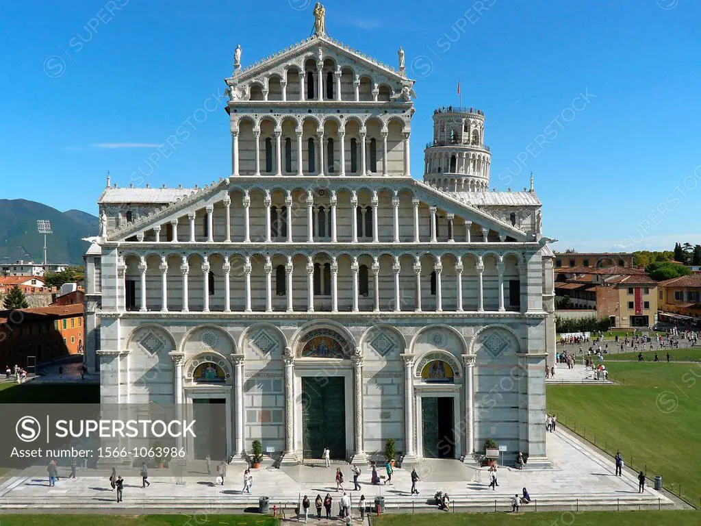 Pisa Italy  Main façade of the Cathedral of Pisa in the Piazza dei Miracoli in Pisa
