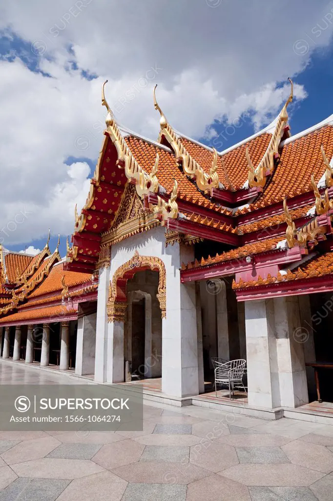 Inner Sanctum and portico, Wat Benchamabophit Marble Temple, Banglamphu, Bangkok, Thailand