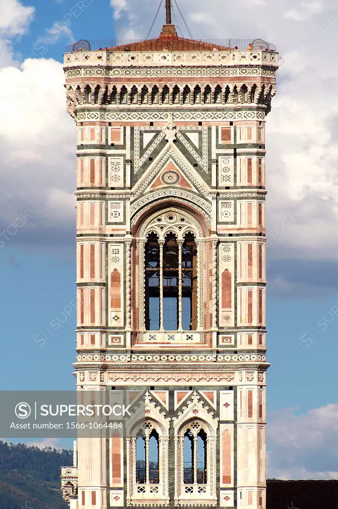 Florence Italy  Campanile of the Cathedral of Santa Maria del Fiore and the city of Florence